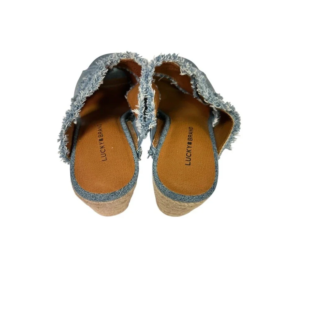 Lucky Brand Madgie Espadrille Wedge Mule Sandals Womens 7.5M Blue 3